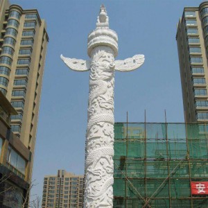 鲁恒石业加工定制各种广场景观石雕龙柱 浮雕石龙柱 华表 可来图制作