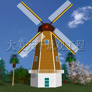 风车厂家加工园林景观小风车 荷兰风车 防腐木风车制作价格