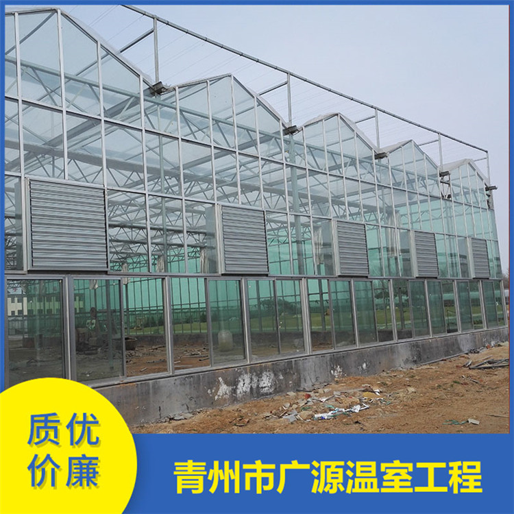 加工玻璃温室大棚 寿光玻璃连栋温室搭建 广源温室