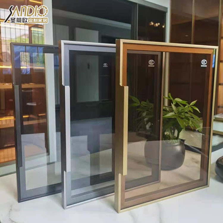 2022年圣蒂欧研发新型夹丝钢化玻璃铝框门 衣柜玻璃门板