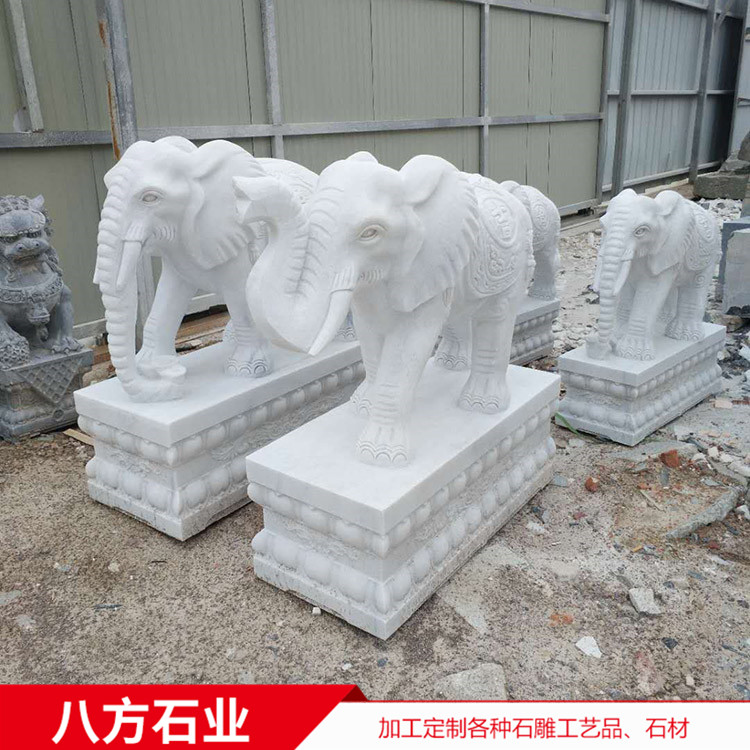 大理石大象 狮子 酒店景区门口石雕动物摆件